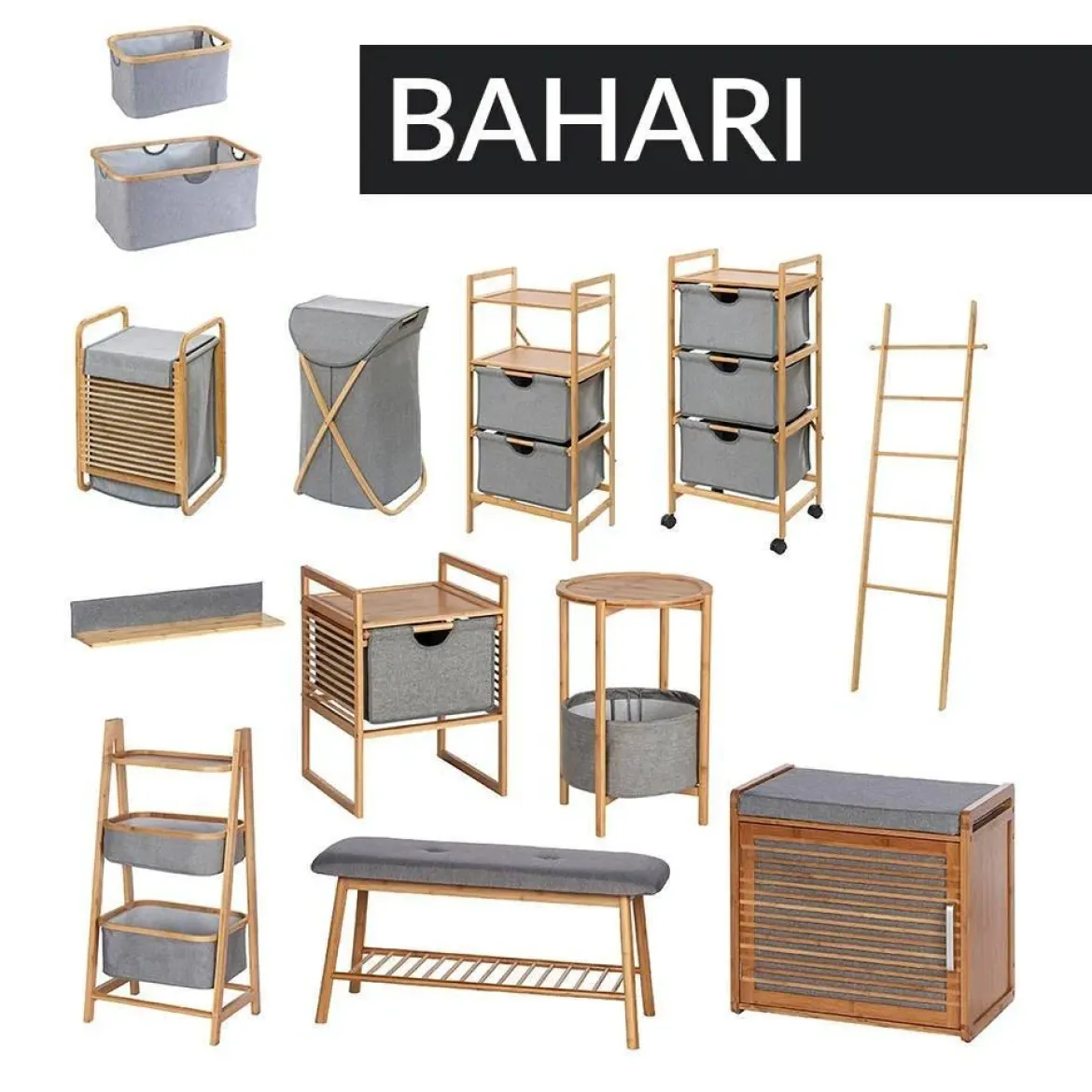 Ława do przedpokoju z półką na buty BAHARI, bambusowa, WENKO