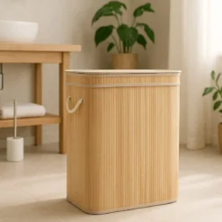 Bambusowy kosz na pranie, dwukomorowy ARVI, 100 l