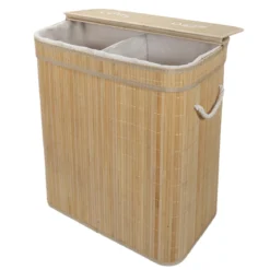 Bambusowy kosz na pranie, dwukomorowy ARVI, 100 l