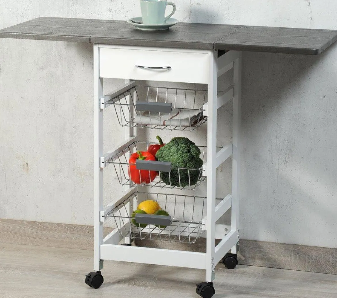 Barek kuchenny na kółkach z rozkładanym blatem