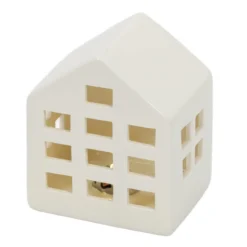 Ceramiczne domki LED SCANDI, 3 ozdoby świetlne