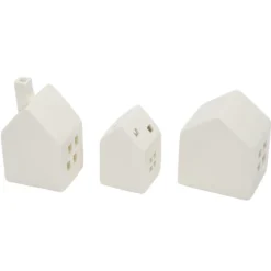 Ceramiczne domki LED SCANDI, 3 ozdoby świetlne