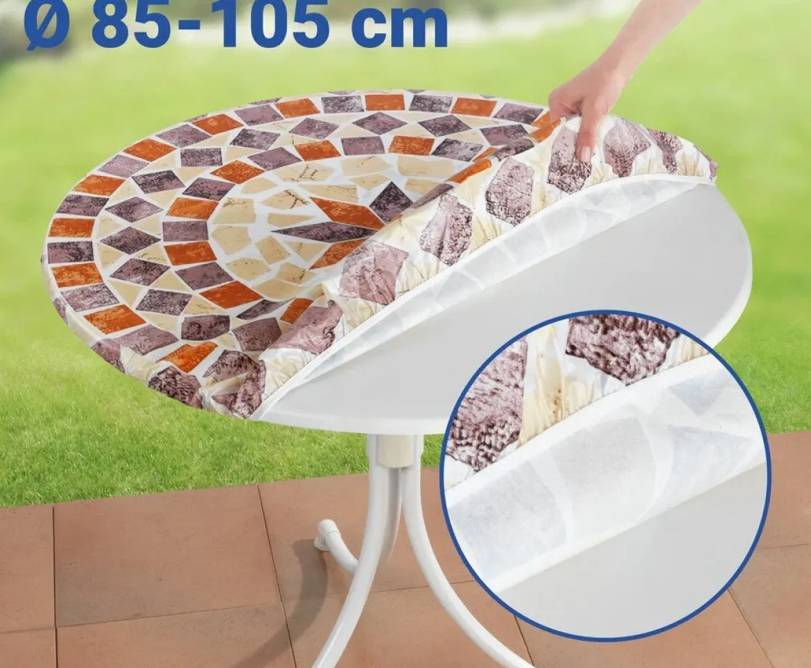 Cerata ogrodowa z gumką na okrągły stół, mozaika, Ø 85-105 cm