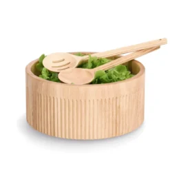 Cylindryczna miska w prążki, bambus, Ø 27 x 12 cm