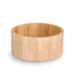 Cylindryczna miska w prążki, bambus, Ø 27 x 12 cm