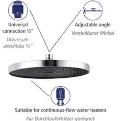 Deszczownica sufitowa okrągła SOFTWATER, Ø 26 cm, WENKO, srebrna