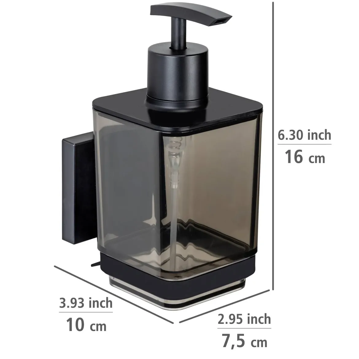 Dozownik do mydła QUADRO,Vacuum-Loc stal nierdzewna - 340 ml, WENKO