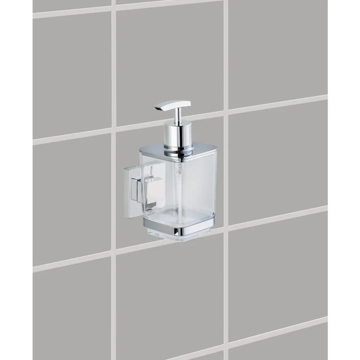 Dozownik do mydła QUADRO,Vacuum-Loc stal nierdzewna - 340 ml, WENKO