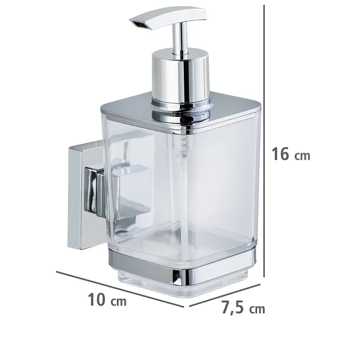 Dozownik do mydła QUADRO,Vacuum-Loc stal nierdzewna - 340 ml, WENKO