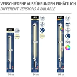 Drążek prysznicowy LED 74 cm, ciepła biel, WENKO, srebrny