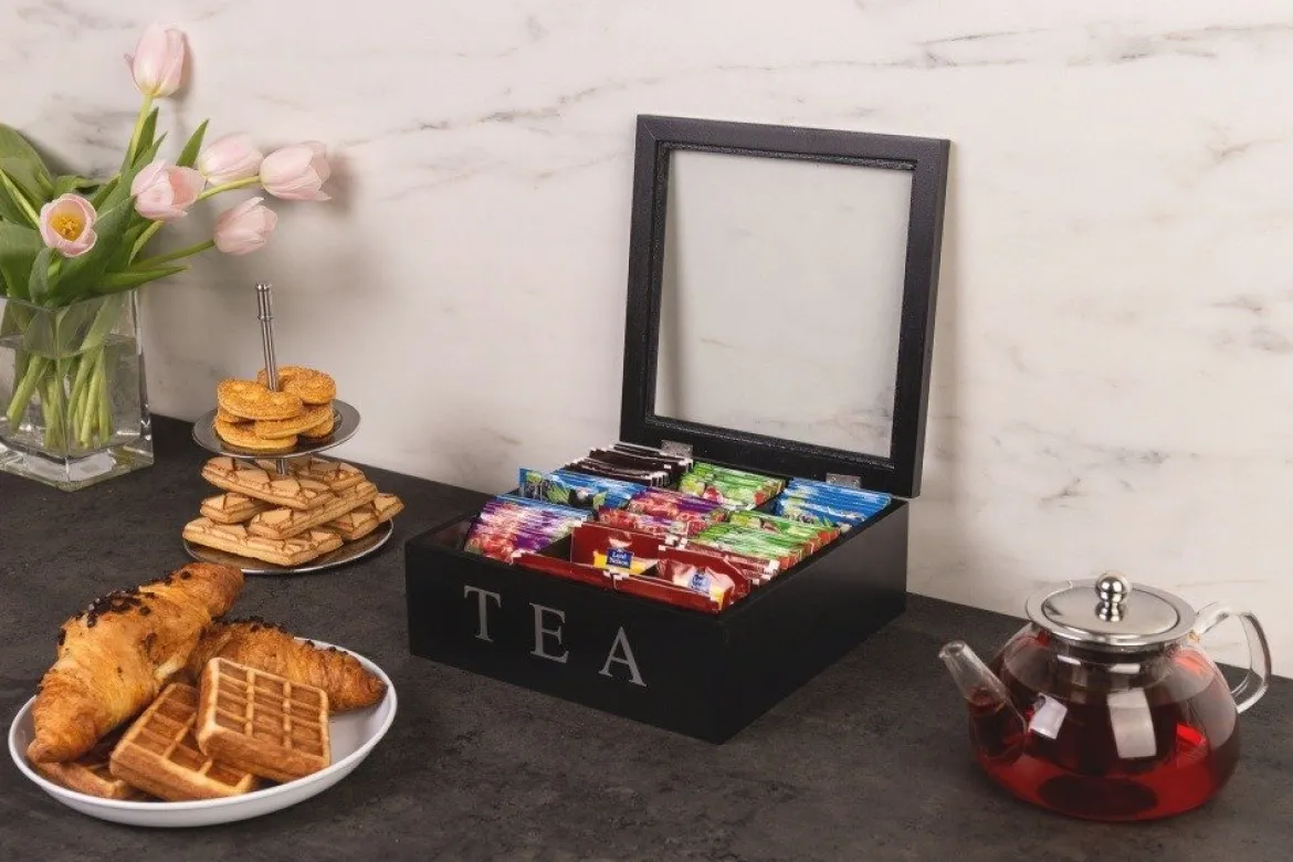Drewniana herbaciarka TEA, 9 przegródek