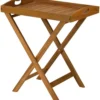 Drewniany stolik z przenośną tacą do serwowania, 60 cm
