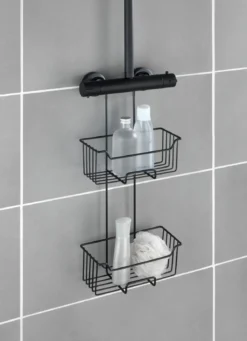 Dwupoziomowy koszyk łazienkowy MILO, do montażu na baterii wannowej