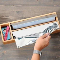 Dyspenser do folii aluminiowej i spożywczej, organizer z bambusa
