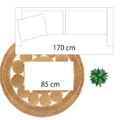 Dywan dekoracyjny z juty, Ø 120 cm, okrągły