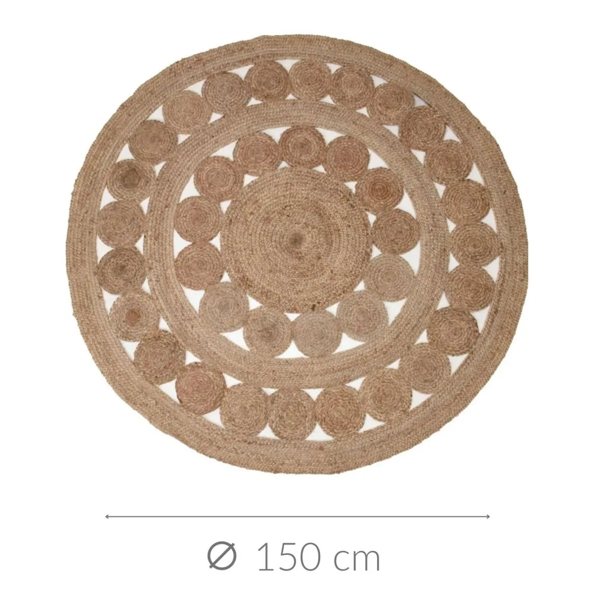 Dywan z juty, Ø 150 cm, ze wzorem