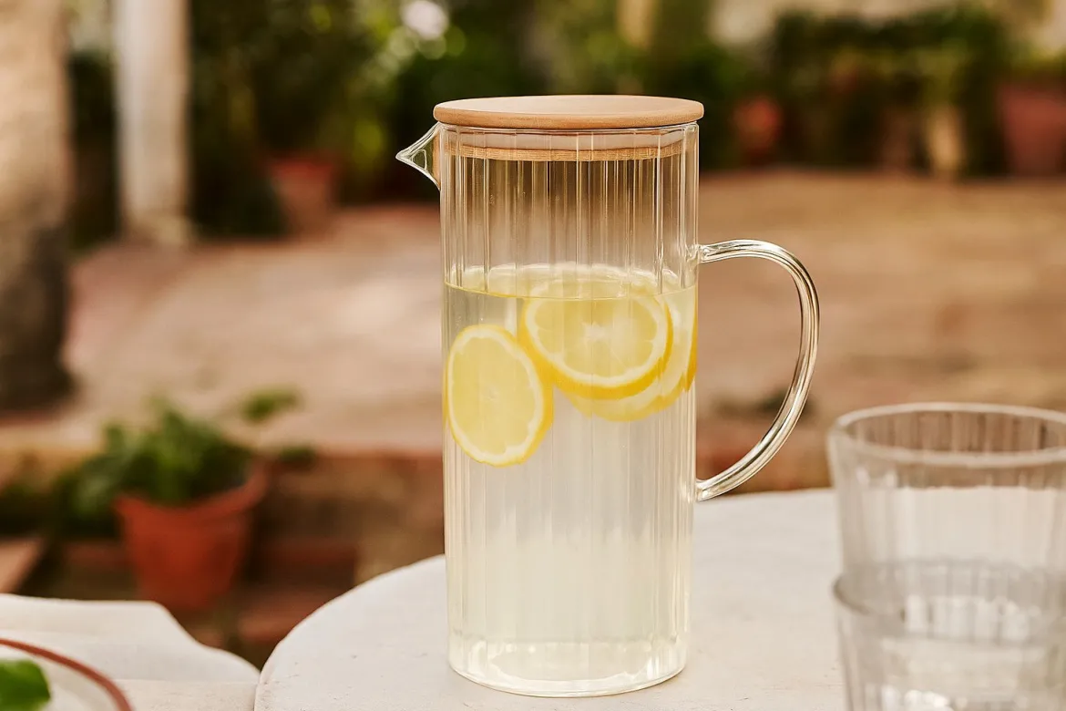 Dzbanek na wodę szklany NATO, ryflowane szkło 1,4 l