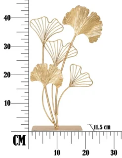 Figurka dekoracyjna LEAF, metalowa, motyw liścia, złota, 44,5 cm