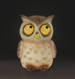 Figurka ogrodowa solarna, sowa z mrugającymi oczami LED, 13 cm