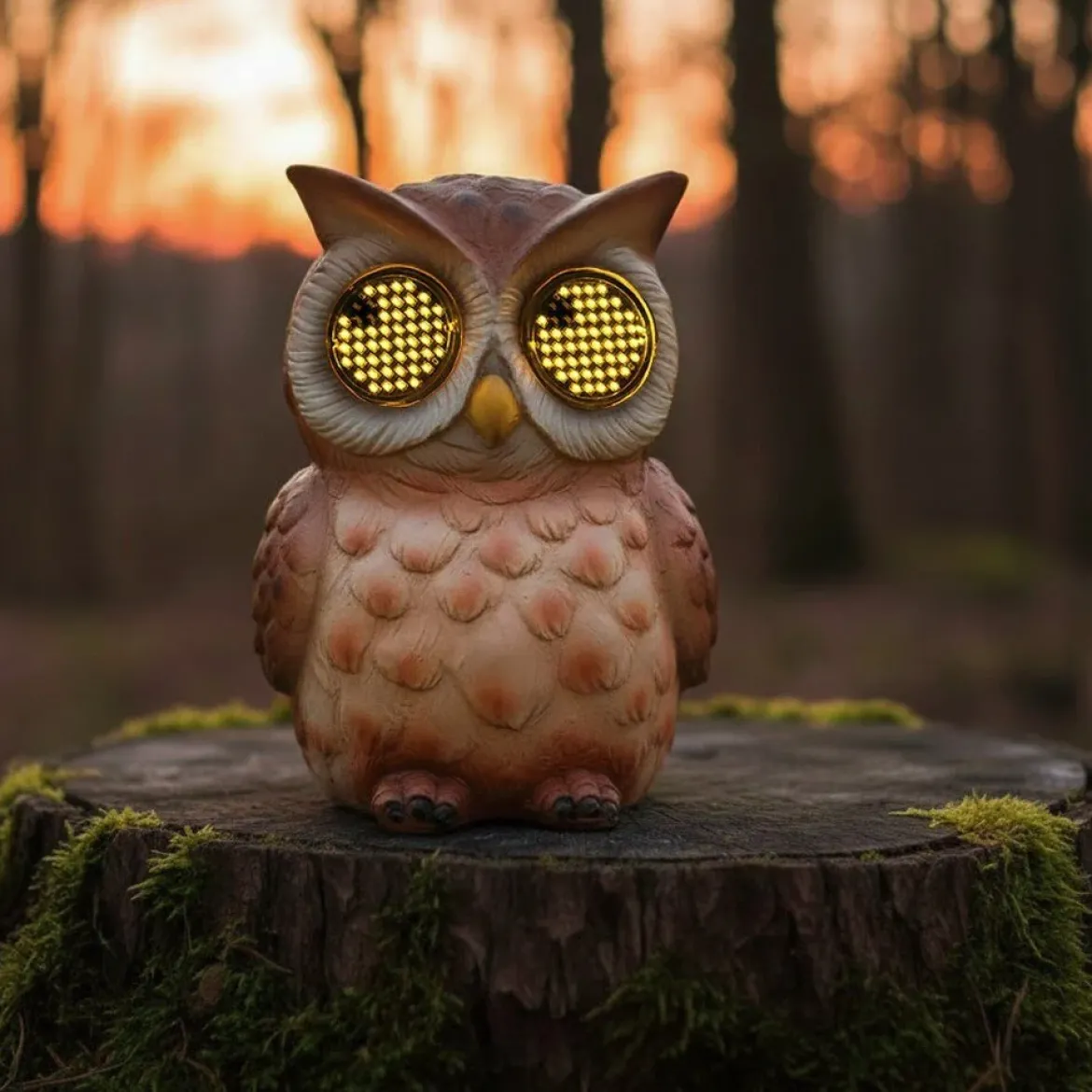 Figurka ogrodowa solarna, sowa z mrugającymi oczami LED, 13 cm
