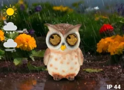 Figurka ogrodowa solarna, sowa z mrugającymi oczami LED, 13 cm