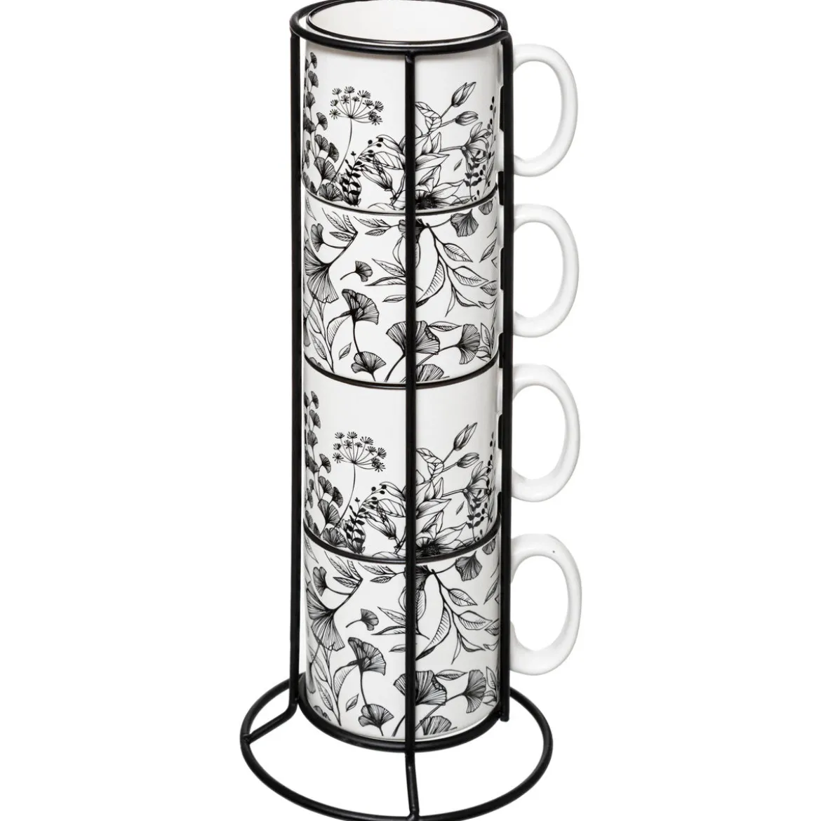 Filiżanki ceramiczne na stojaku FLORAL, 240 ml, 4 sztuki