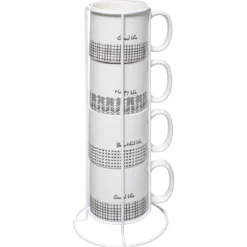 Filiżanki ceramiczne na stojaku LIFE, 240 ml, 4 sztuki