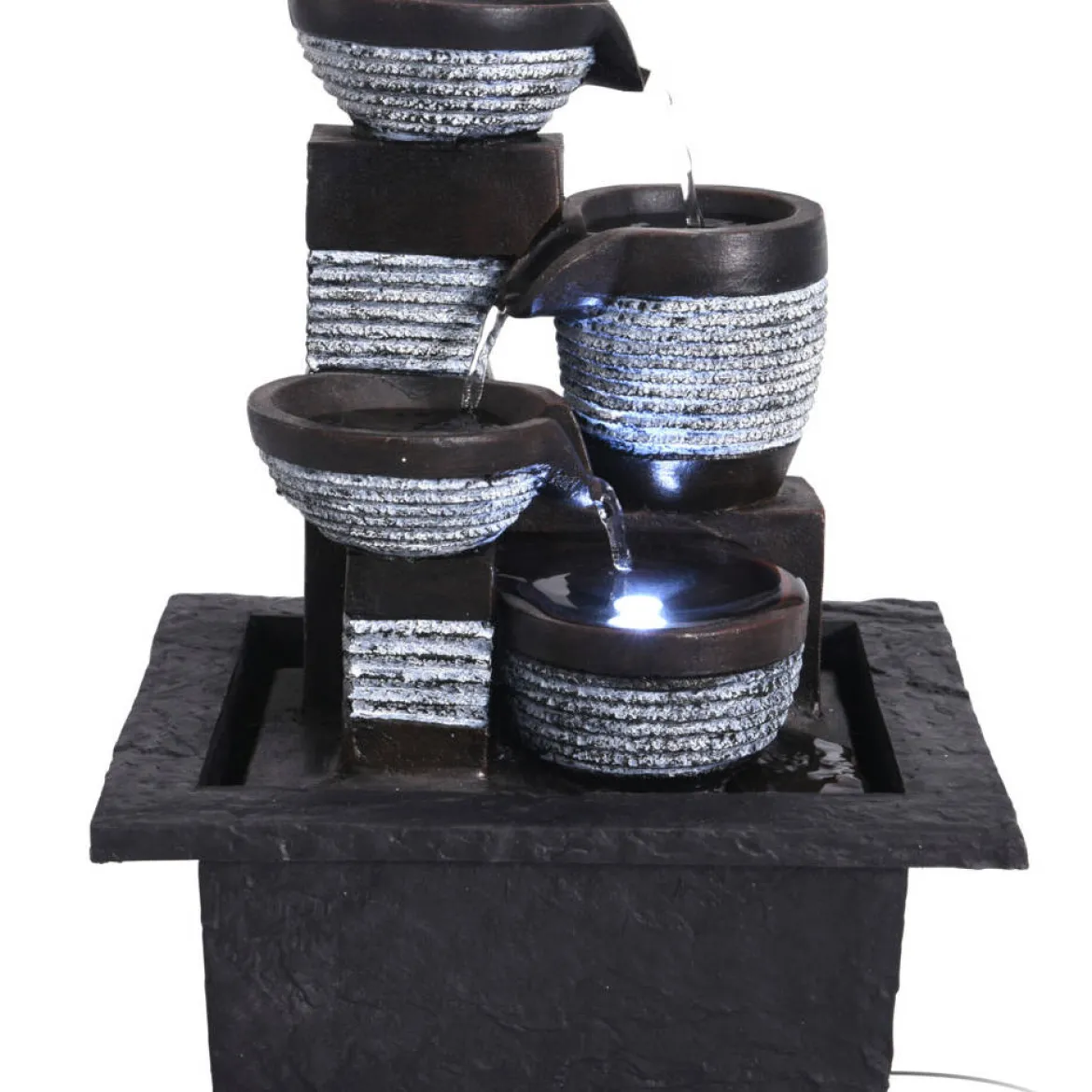 Fontanna domowa stojąca dekoracja, podświetlenie LED, 21,5 x 19 x 26 cm