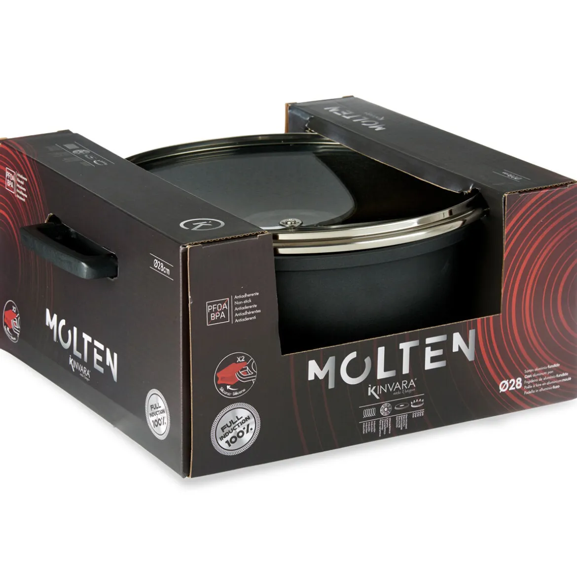 Garnek z nieprzywierającą powłoką MOLTEN z pokrywką, Ø 28 cm