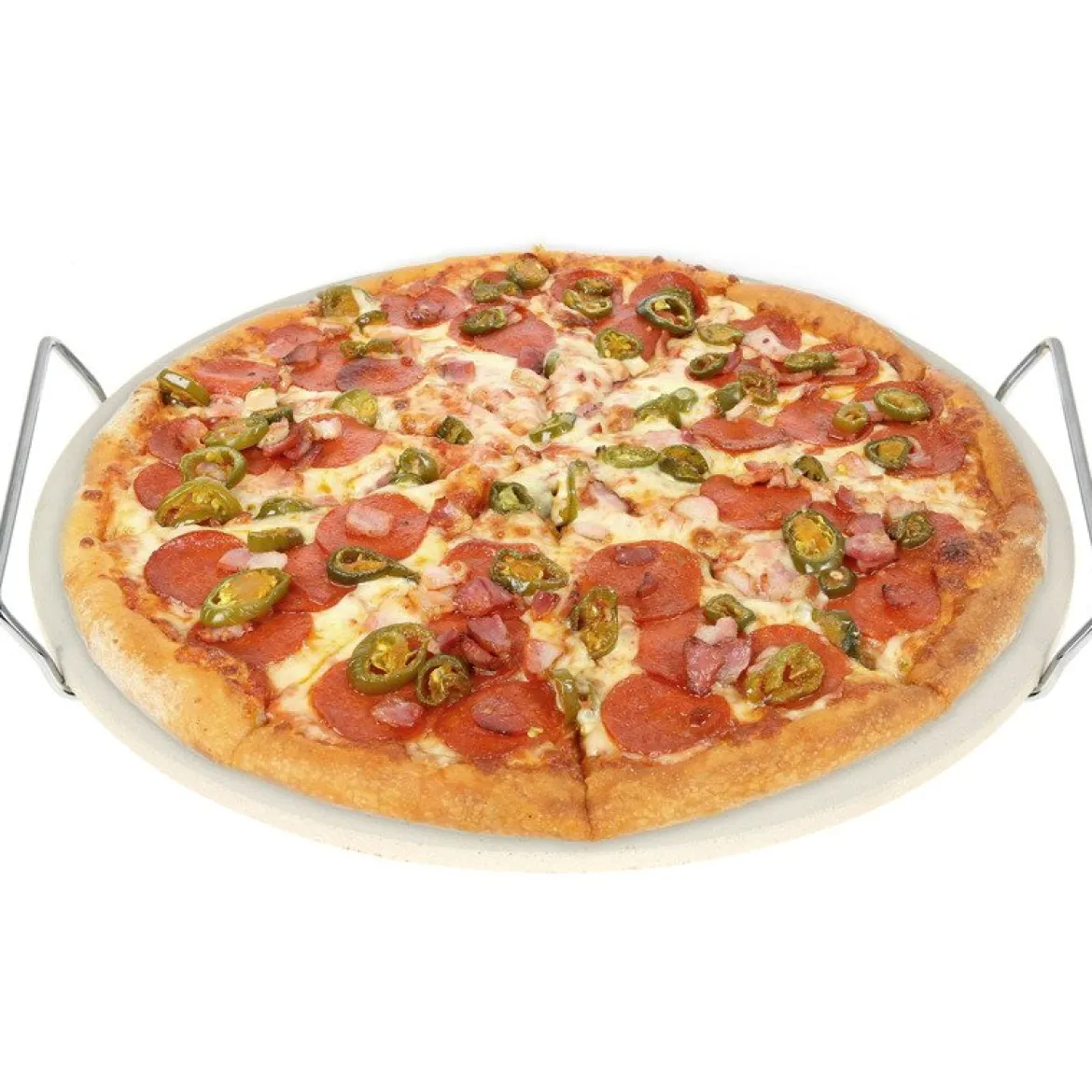 Kamień do pieczenia pizzy, chleba + metalowa podstawka do podawania