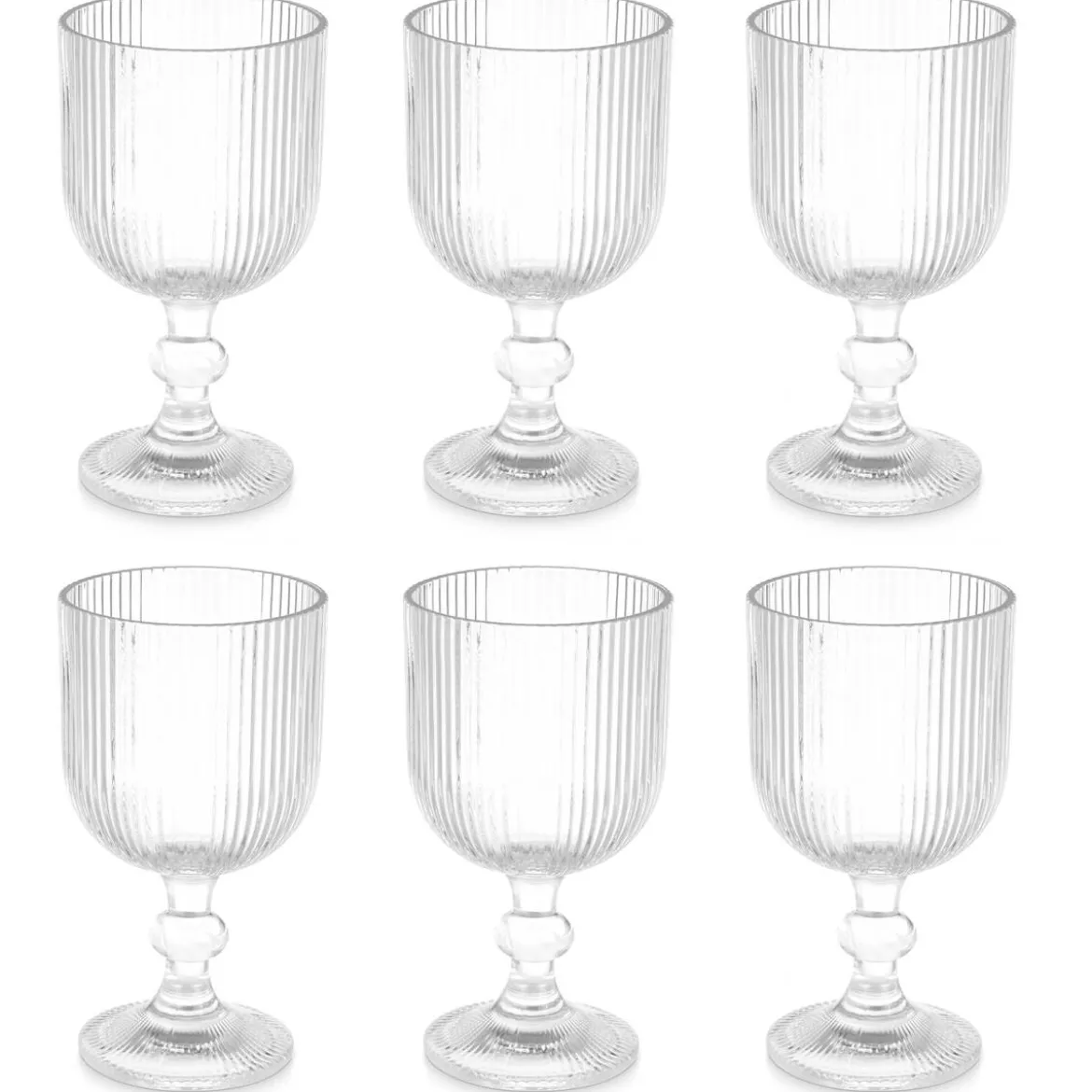 Kieliszek do wody w prążki, 370 ml, 6 sztuk