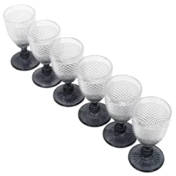 Kieliszek do wody z kryształowym wzorem, 256 ml, 6 sztuk