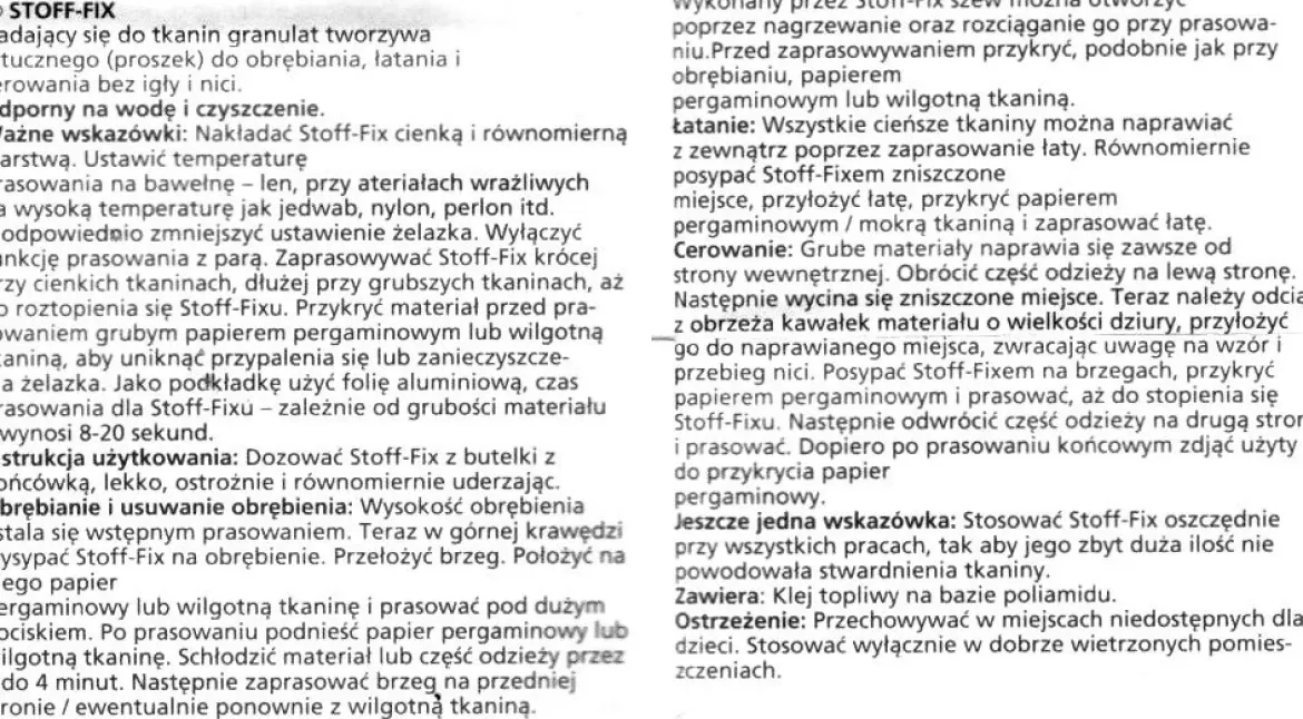 Klej w proszku do materiału, do szybkiej naprawy odzieży FABRIC-FIX, Maximex