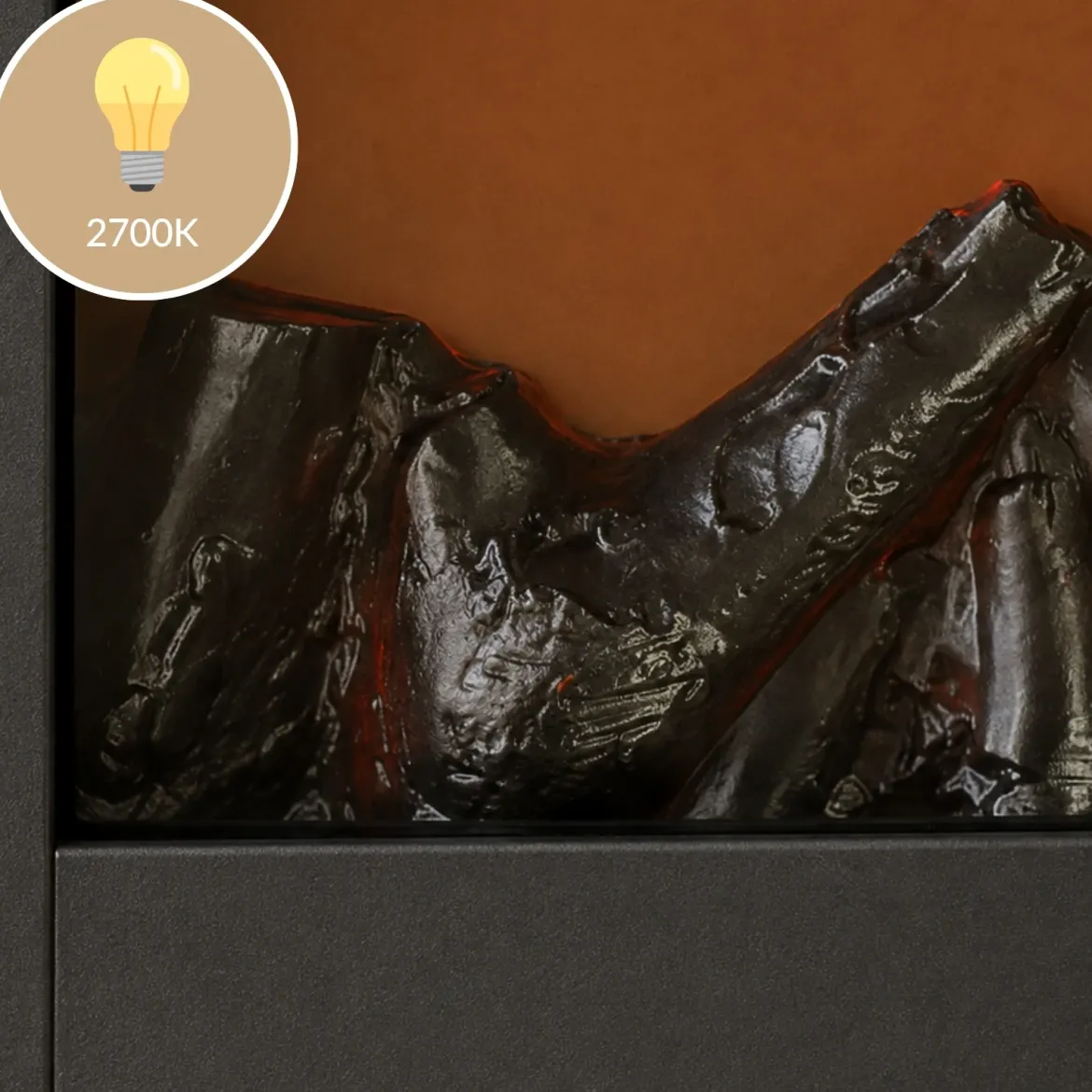 Kominek dekoracyjny LED, metalowy, 10 x 41 x 25 cm