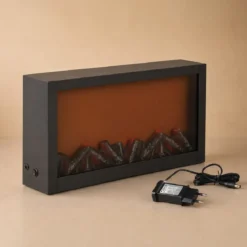 Kominek dekoracyjny LED, metalowy, 10 x 41 x 25 cm