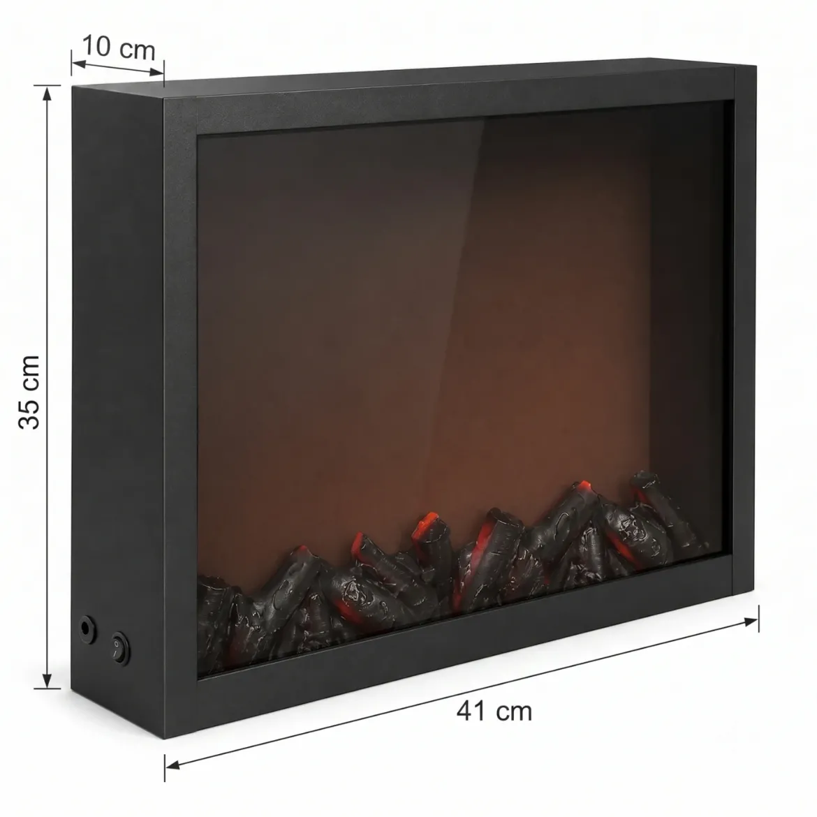 Kominek dekoracyjny LED, metalowy, 10 x 41 x 35 cm