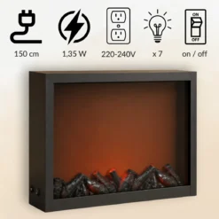 Kominek dekoracyjny LED, metalowy, 10 x 41 x 35 cm