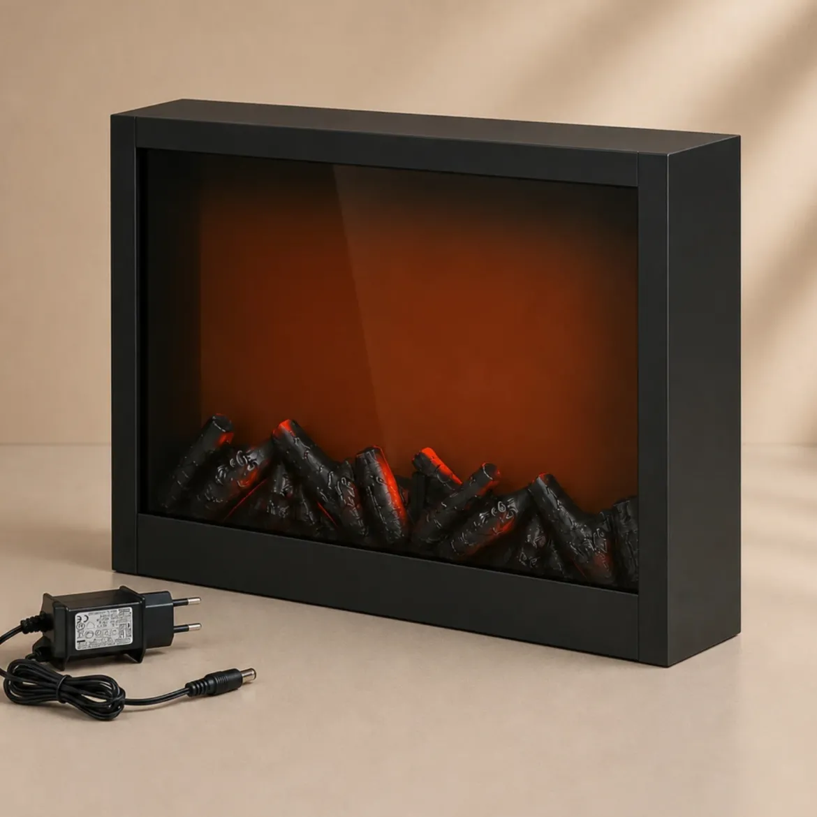 Kominek dekoracyjny LED, metalowy, 10 x 41 x 35 cm