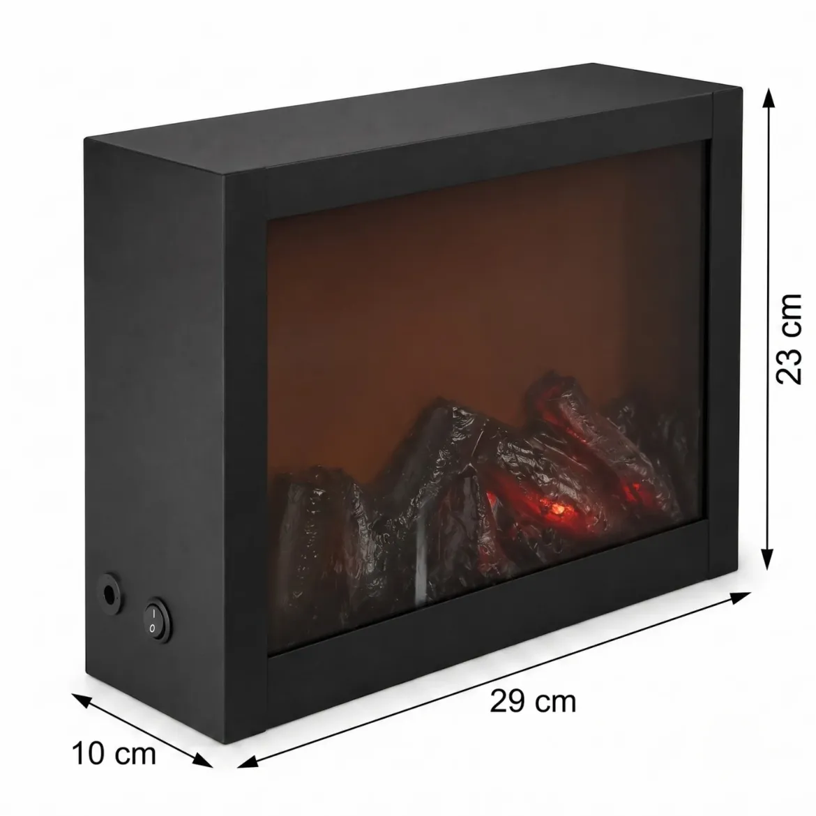 Kominek dekoracyjny LED, metalowy, 10 x 29 x 23 cm