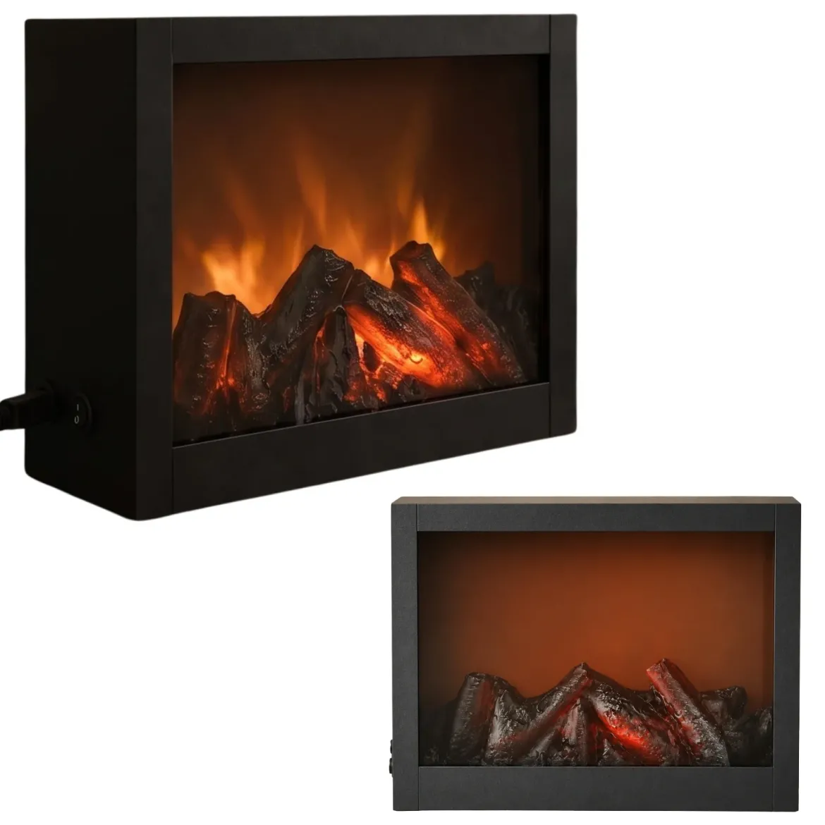 Kominek dekoracyjny LED, metalowy, 10 x 29 x 23 cm