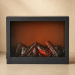 Kominek dekoracyjny LED, metalowy, 10 x 29 x 23 cm