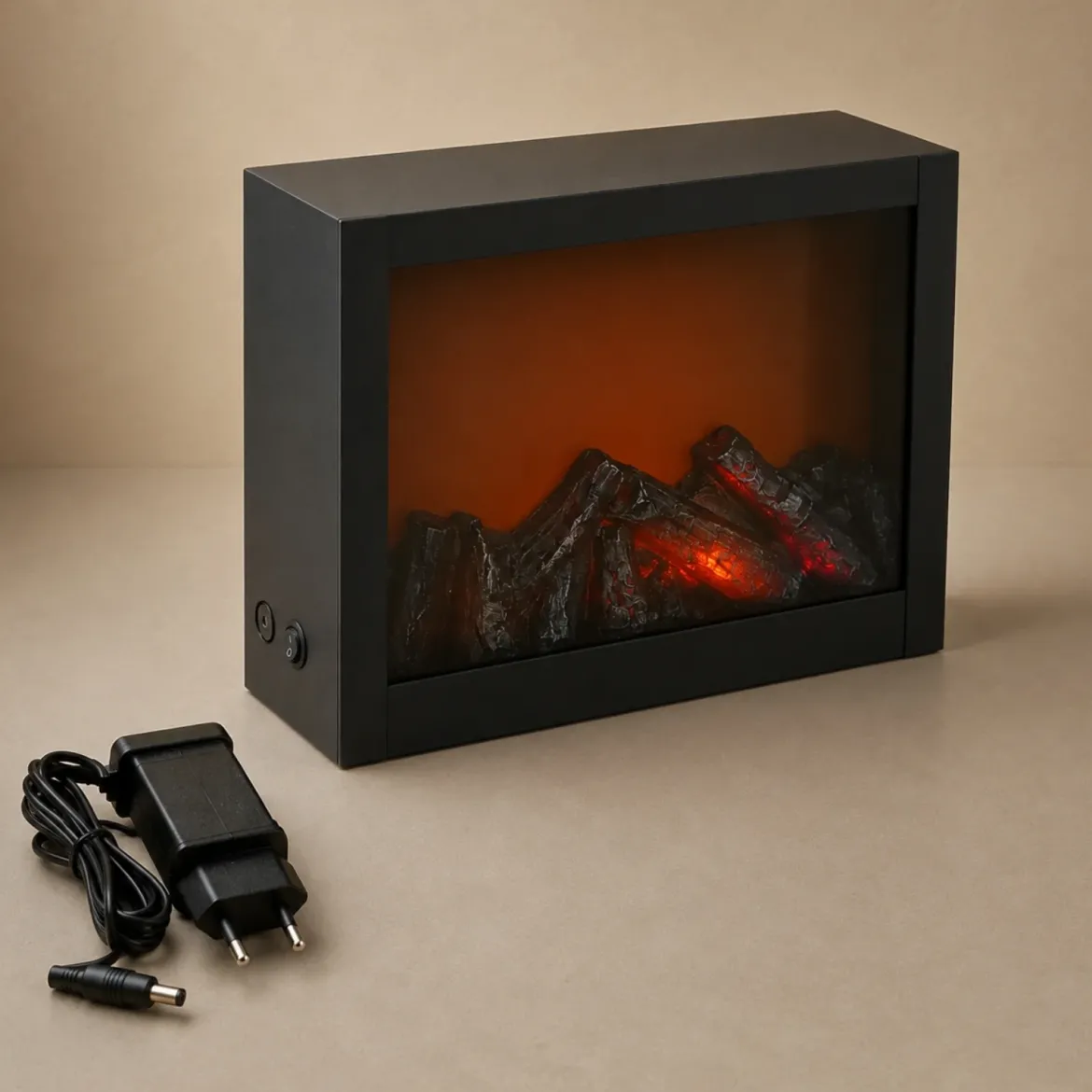 Kominek dekoracyjny LED, metalowy, 10 x 29 x 23 cm