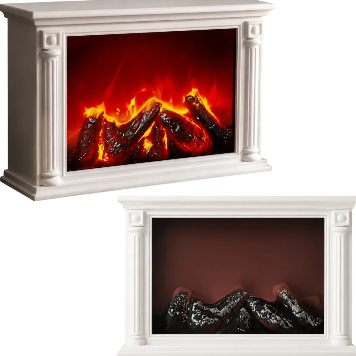 Kominek dekoracyjny LED w stylu klasycznym, 10 x 33 x 21 cm