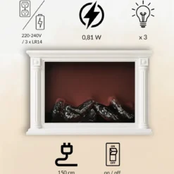 Kominek dekoracyjny LED w stylu klasycznym, 10 x 33 x 21 cm