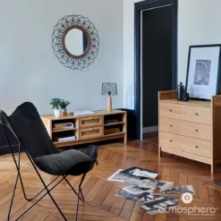 Komoda pod telewizor z plecionką wiedeńską ARTY, 50 x 140 cm