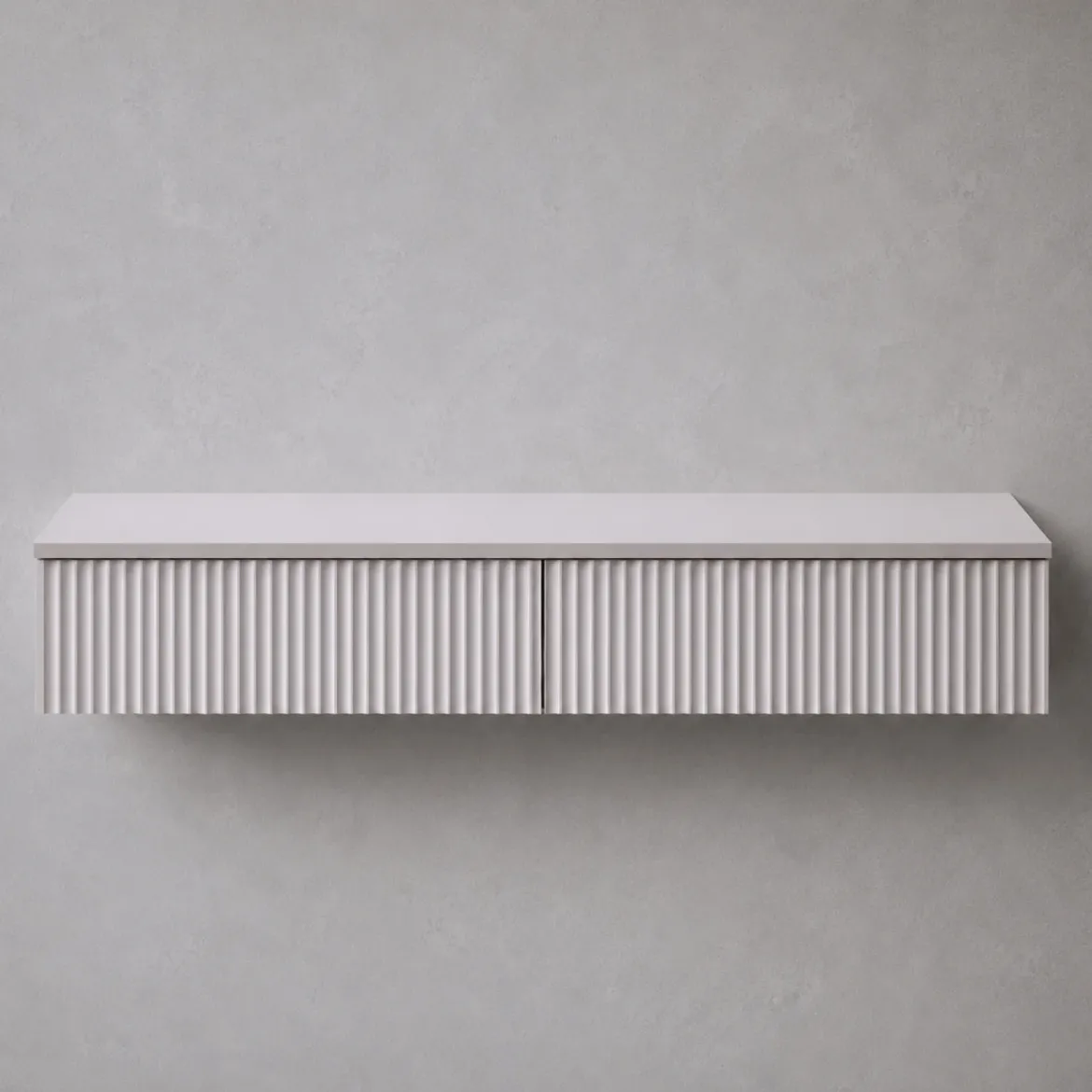 Konsola wisząca z 2 szufladami, front ryflowany, 100 x 38 x 17 cm
