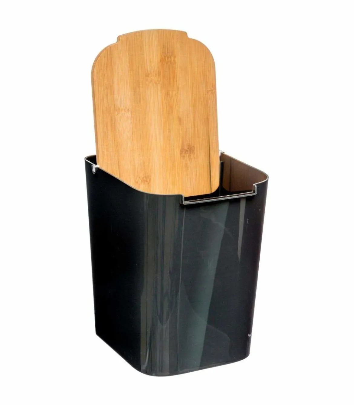 Kosz łazienkowy BAMBOU z bambusową pokrywą, 5L
