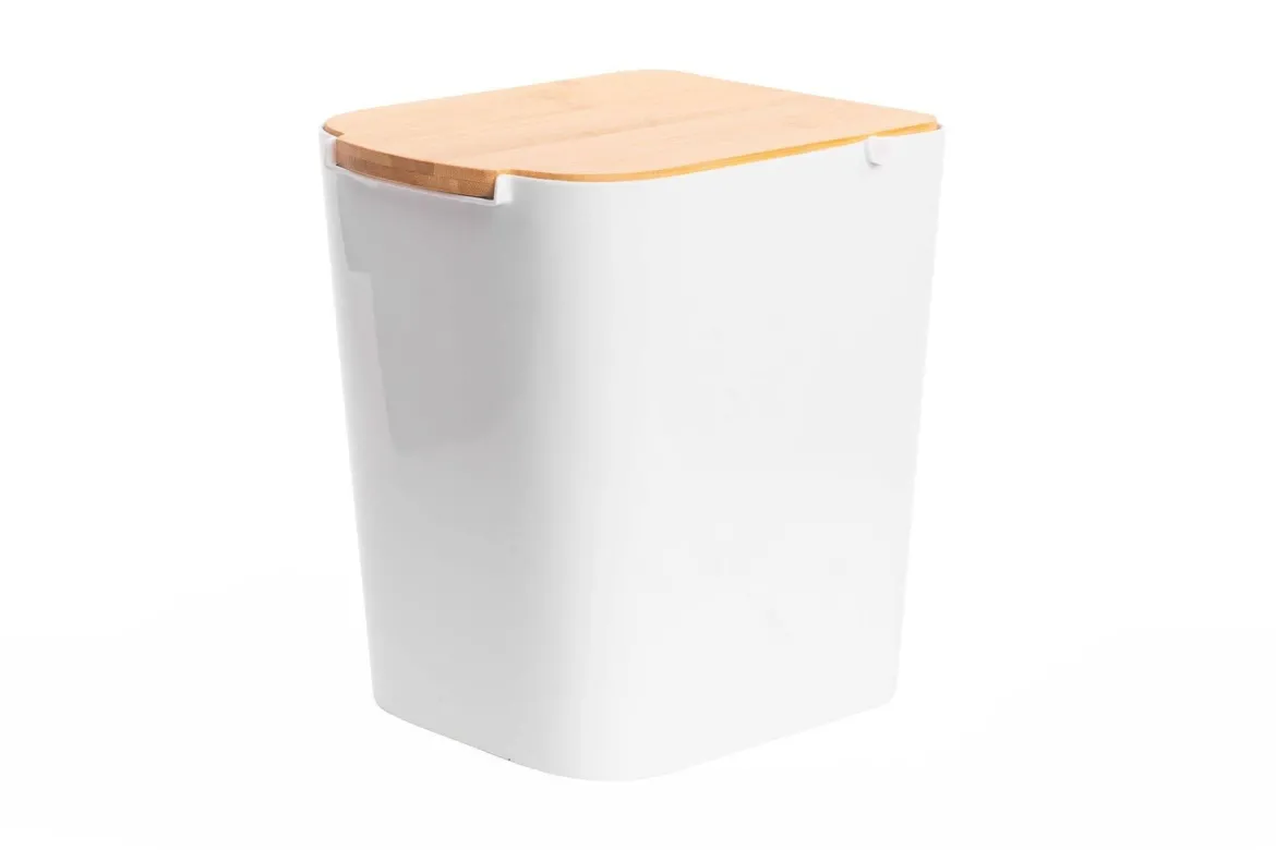 Kosz łazienkowy BAMBOU z bambusową pokrywą, 5L