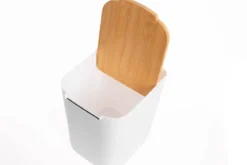 Kosz łazienkowy BAMBOU z bambusową pokrywą, 5L