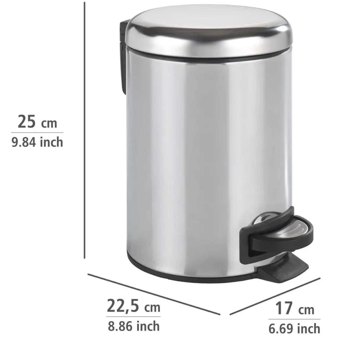 Kosz łazienkowy LEMAN SHINY, pojemnik na śmieci, 3 l, WENKO